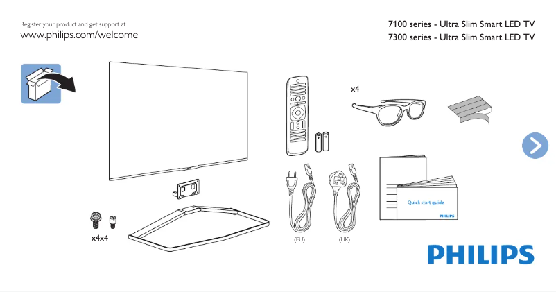 Page n°1 - Guide de démarrage rapide Philips 55PFS7309