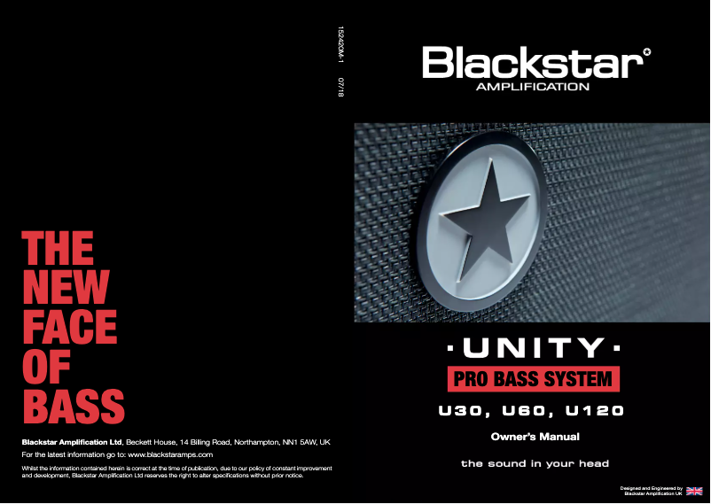 Page 1 de la notice Manuel utilisateur Blackstar Unity Pro Bass U30