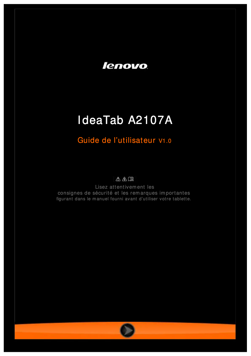 Página 1 del manual Manual de usuario Lenovo IdeaTab A2107-A
