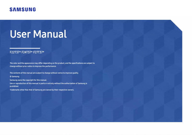 Page 1 de la notice Manuel utilisateur Samsung F24T374FWN