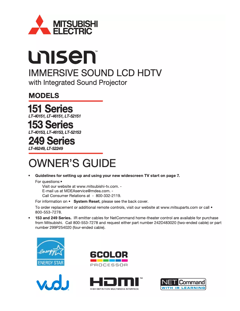 Page n°1 - Manuel utilisateur Mitsubishi Unisen LT-52151