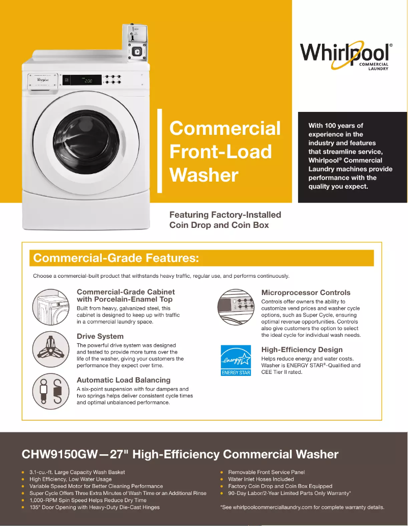 Page n°1 - Fiche technique Whirlpool CHW9150GW