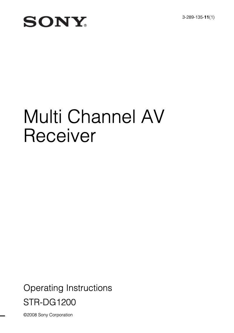 Page 1 de la notice Manuel utilisateur Sony STR-DG1200