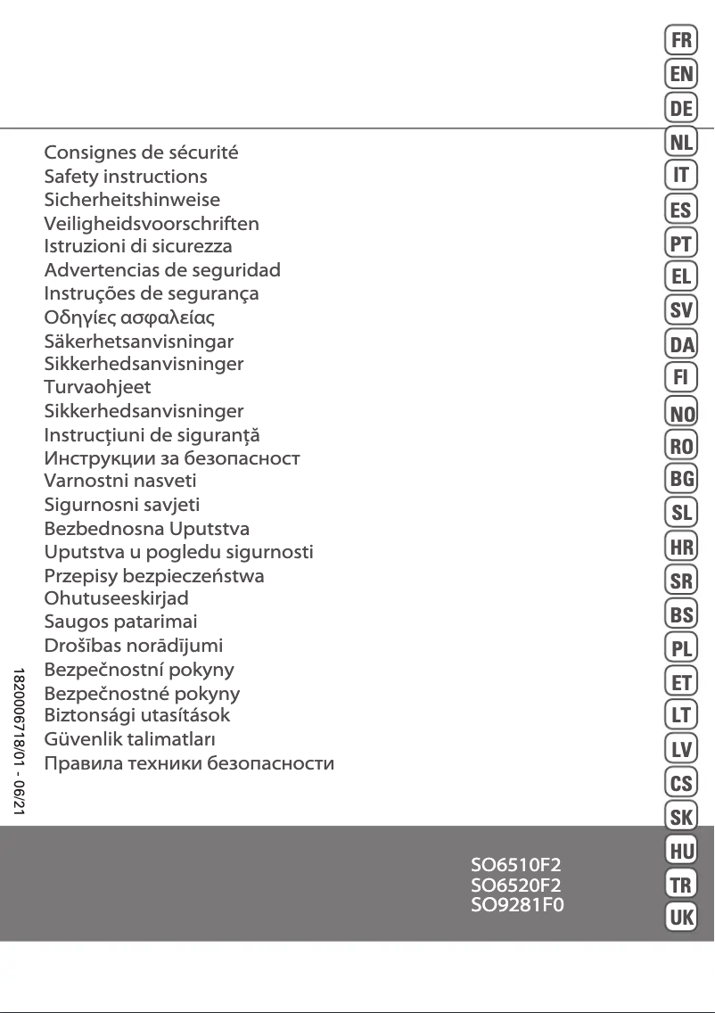 Page 1 de la notice Instructions de sécurité Rowenta Mini Excel Aqua SO9281