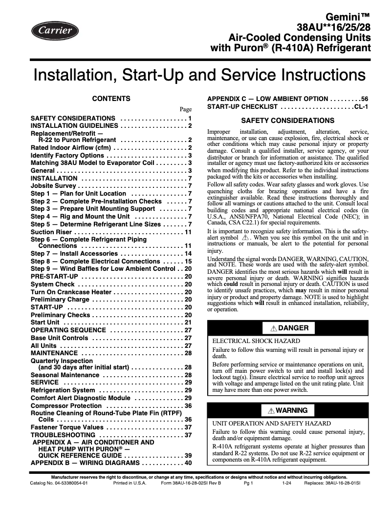 Page n°1 - Guide d'installation Carrier PremierLink 33CSPREMLK