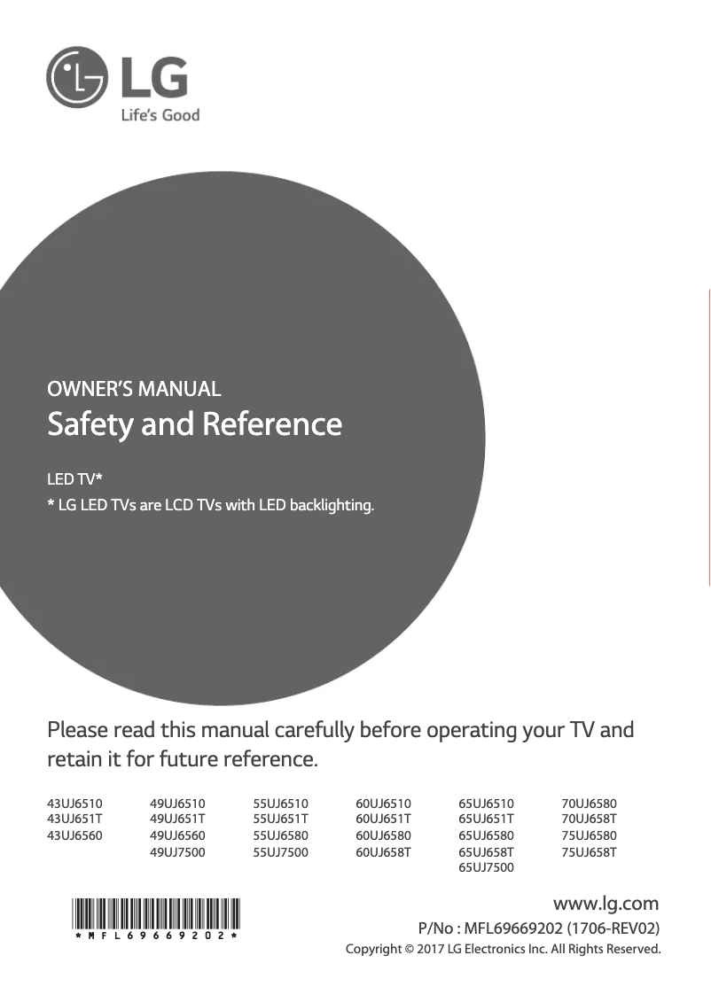 Image de la première page du manuel de l'appareil 49UJ6560-SB