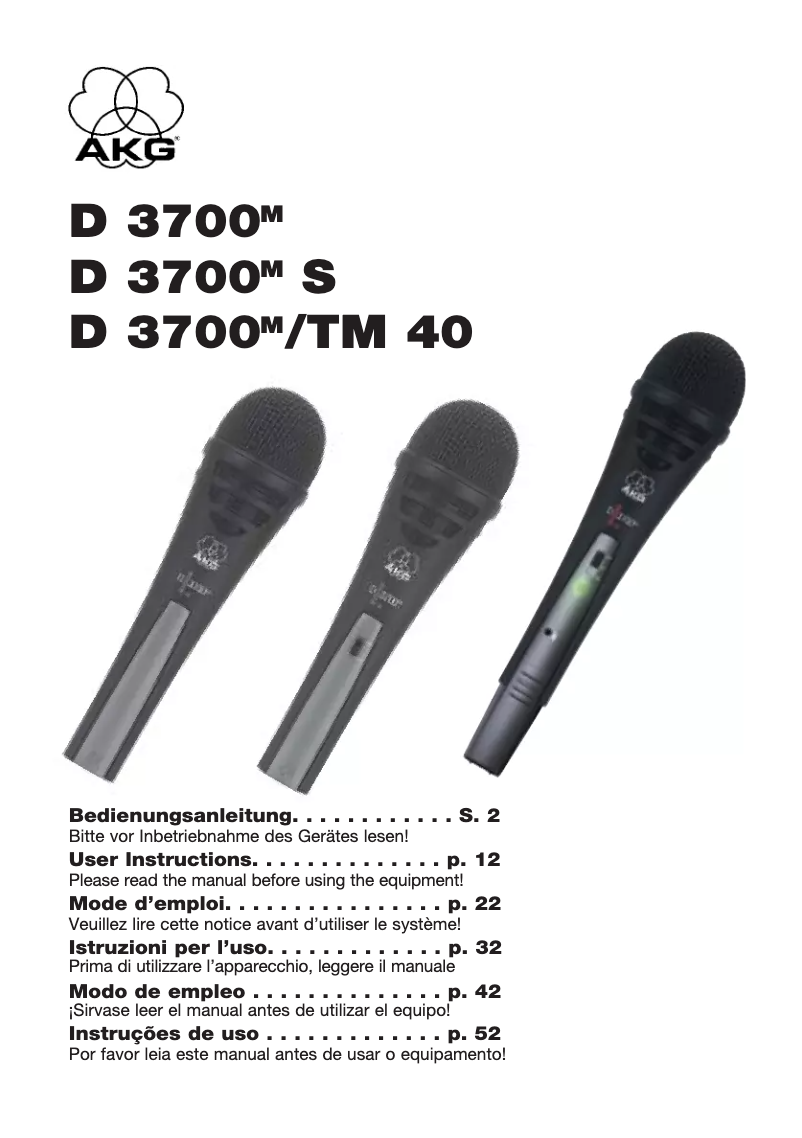 Page 1 de la notice Manuel utilisateur AKG D 3700 S