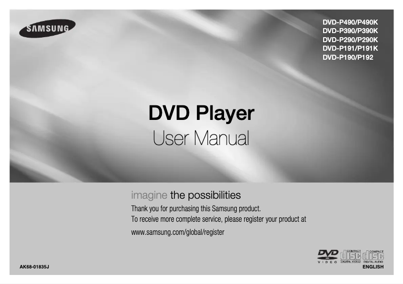 Page 1 de la notice Manuel utilisateur Samsung DVD-P190
