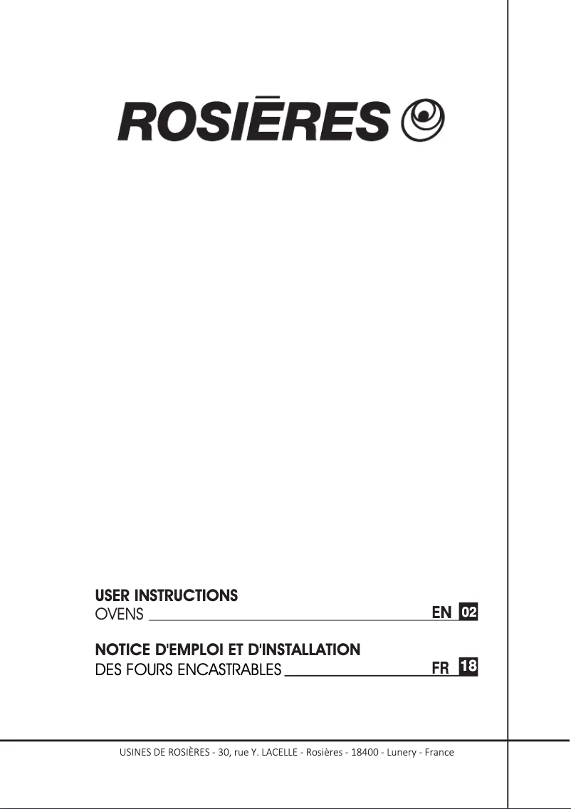 Page 1 de la notice Mode d'emploi Rosieres RFAZ 8573 IN