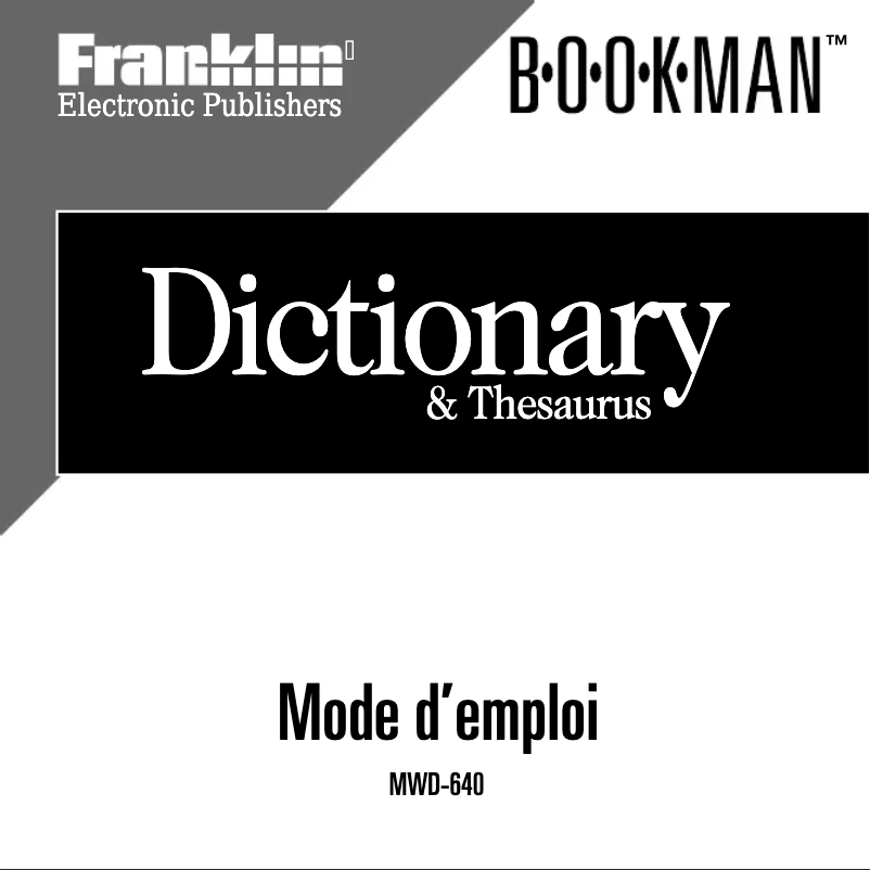Image de la première page du manuel de l'appareil Bookman MWD-640