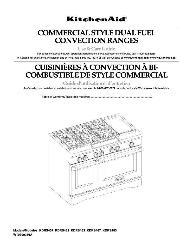 Page n°1 - Manuel utilisateur KitchenAid KDRS463VSS