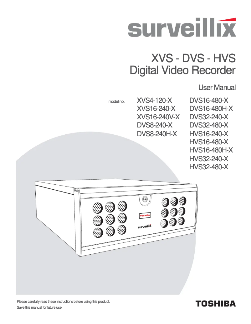 Page n°1 - Manuel utilisateur Toshiba HVS16-240-1T