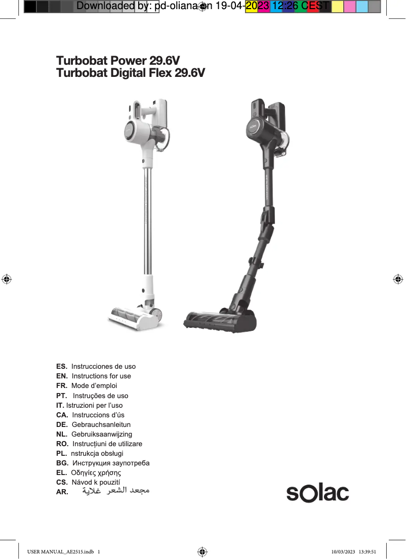 Image de la première page du manuel de l'appareil Turbobat Digital Flex 29.6V AE2515