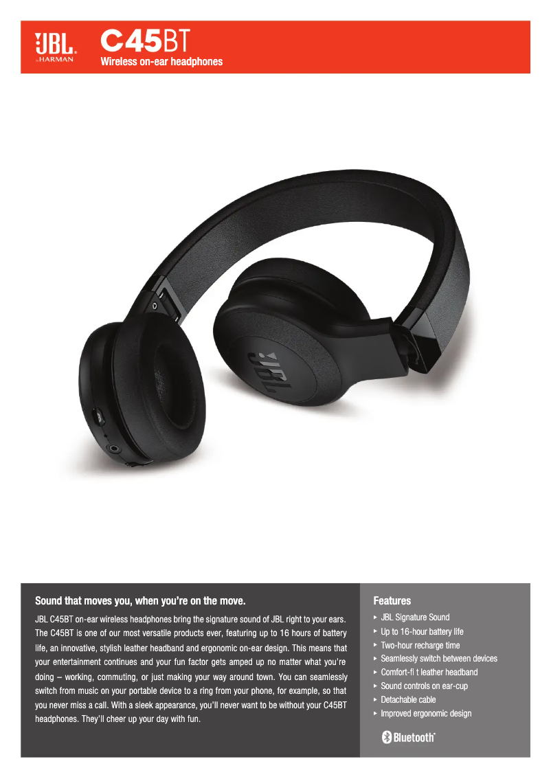 Page n°1 - Fiche technique JBL C45BT