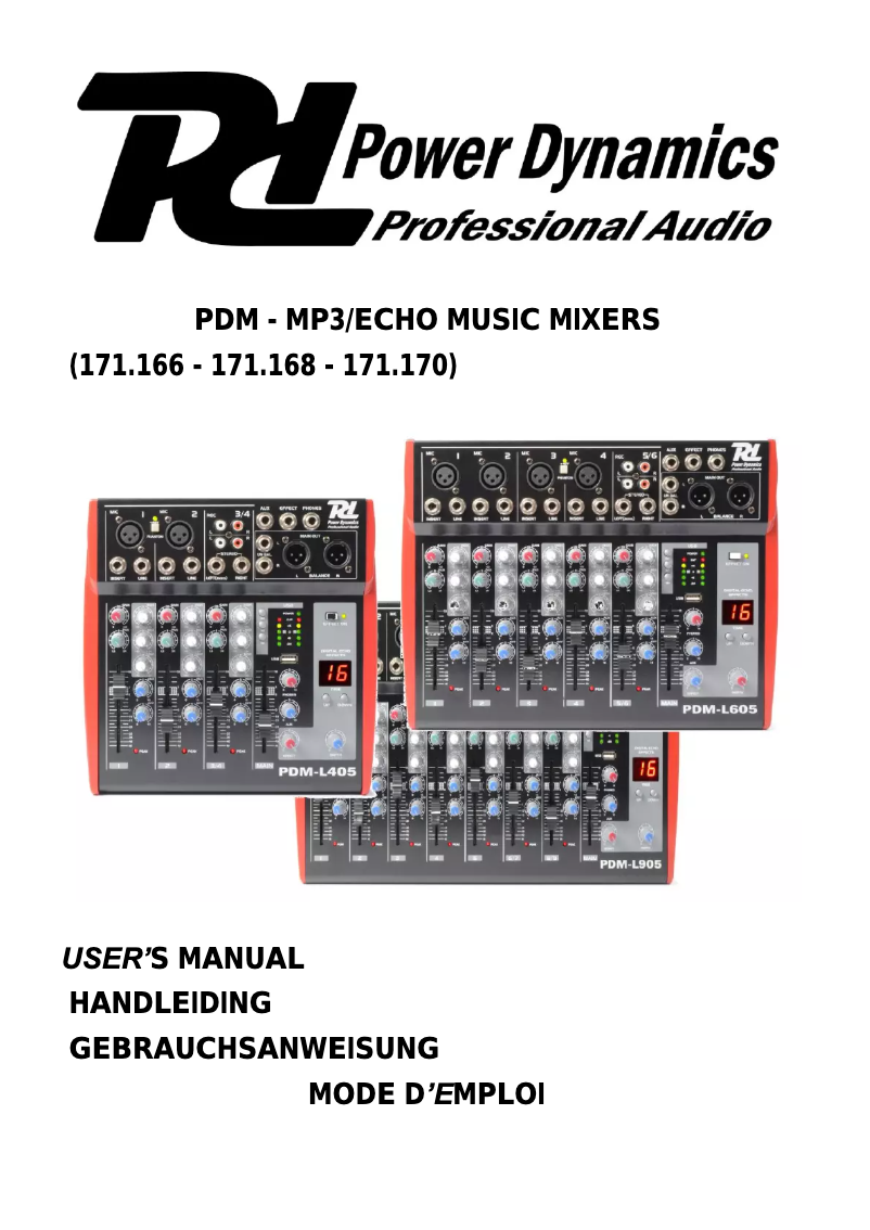Page n°1 - Manuel utilisateur Power Dynamics PDM-L605 171.168