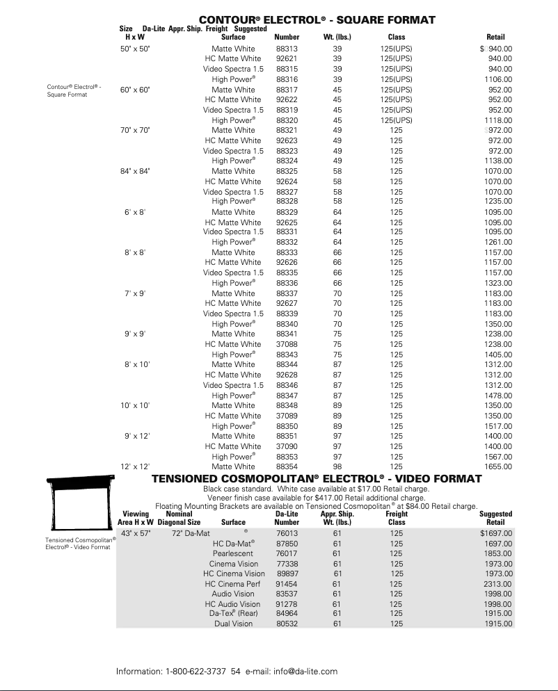 Page 1 of the manual Instruction Manual Da-Lite Tensioned Cosmopolitan Electrol