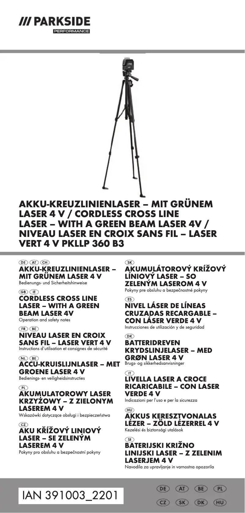 Page 1 de la notice Manuel utilisateur Parkside PKLLP 360 B3