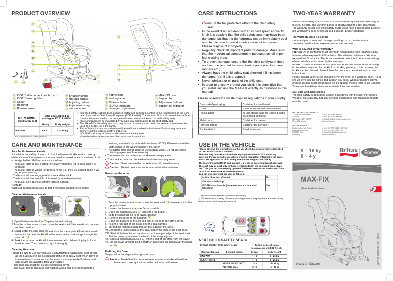 Page 1 de la notice Manuel utilisateur Römer Max-Fix