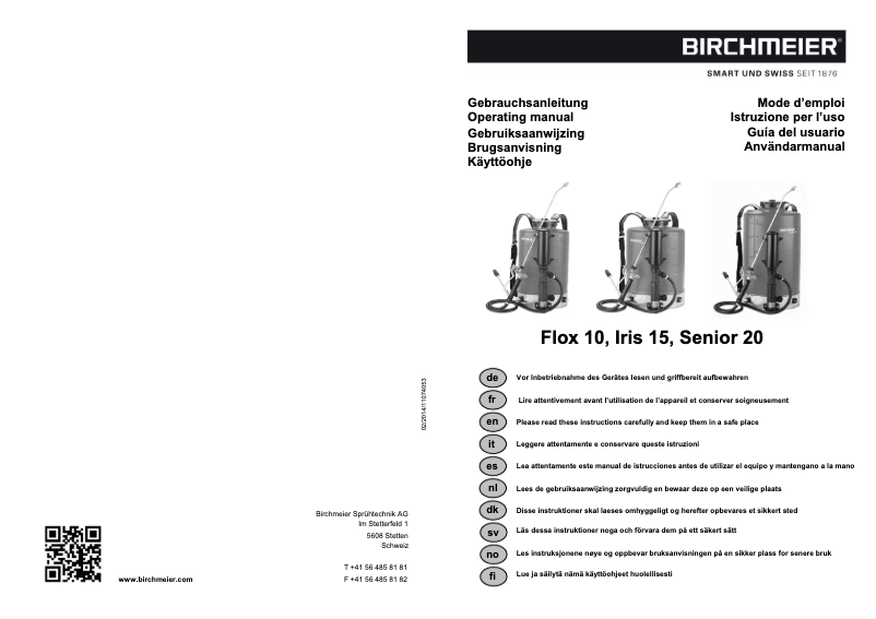 Page 1 de la notice Manuel utilisateur Birchmeier Iris 15