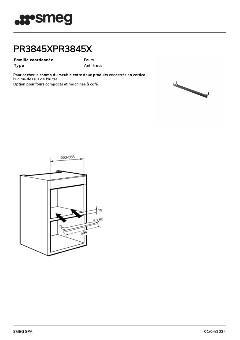 Página 1 del manual Ficha técnica Smeg PR3845X