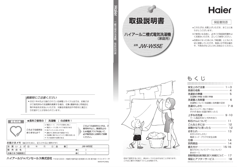 Image de la première page du manuel de l'appareil JW-W55E