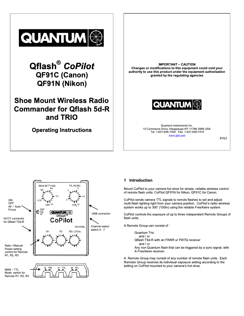Page n°1 - Manuel utilisateur Quantum Qflash CoPilot