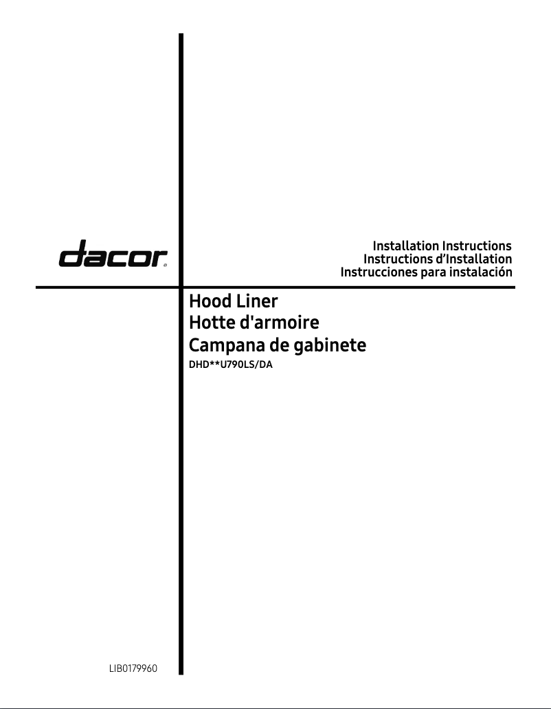 Page n°1 - Guide d'installation Dacor DHD30U790LS