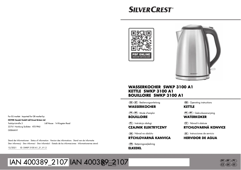 Image de la première page du manuel de l'appareil SWKP 3100 A1