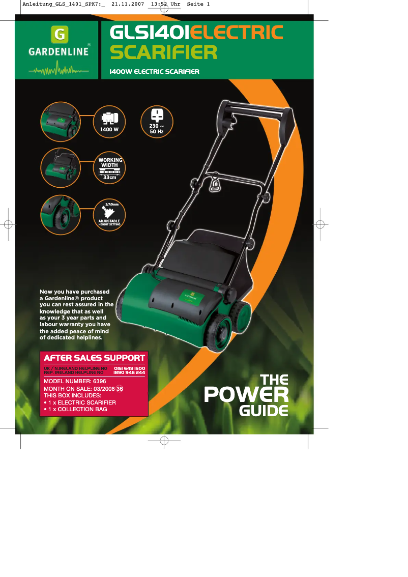 Página 1 del manual Manual de usuario Gardenline GLS 1401