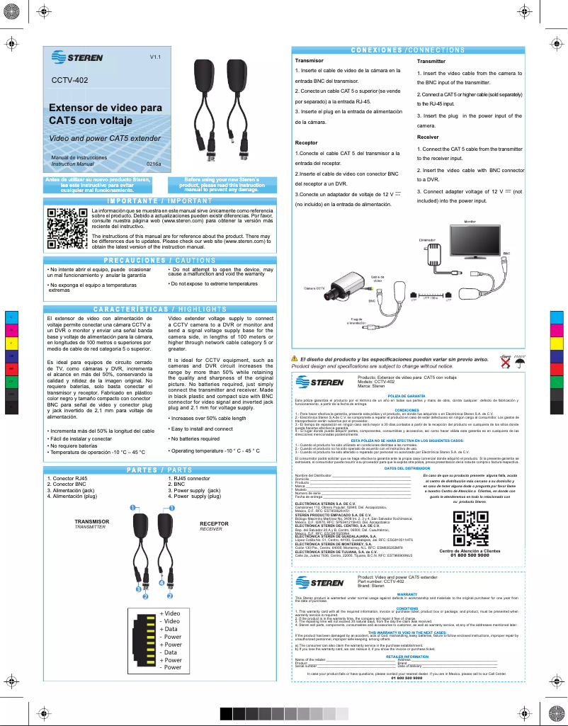 Página 1 del manual Manual de usuario Steren CCTV-402