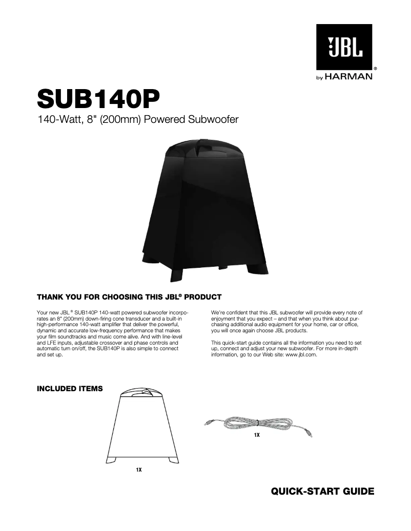Image de la première page du manuel de l'appareil SUB140P