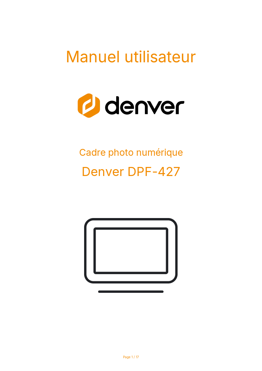 Page n°1 - Manuel utilisateur Denver DPF-427