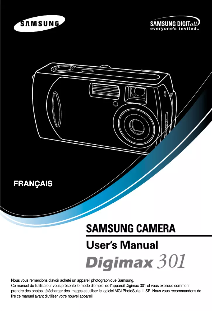 Page 1 de la notice Manuel utilisateur Samsung Digimax 301