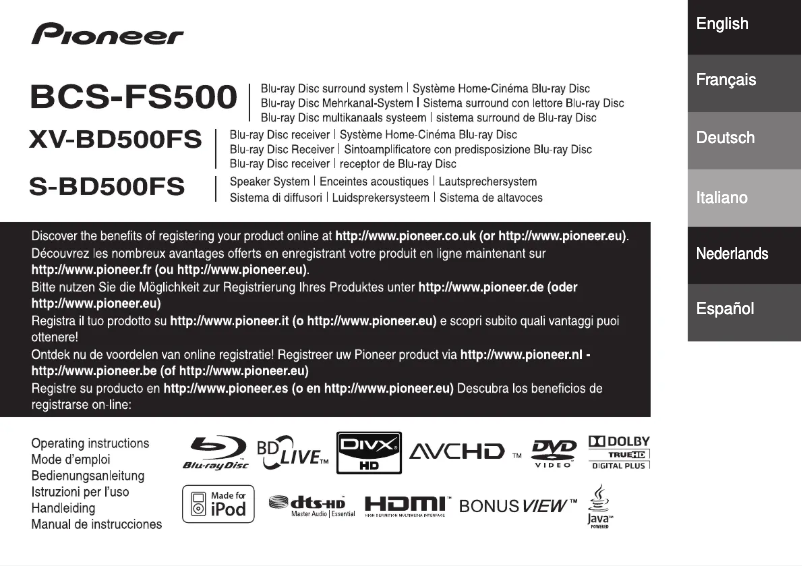 Page 1 de la notice Manuel utilisateur Pioneer BCS-FS500