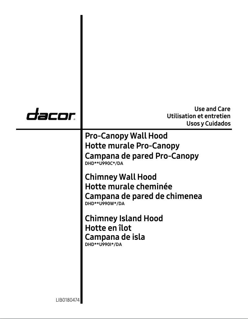 Page n°1 - Manuel d'utilisation et d'entretien Dacor DHD30U990CS/DA