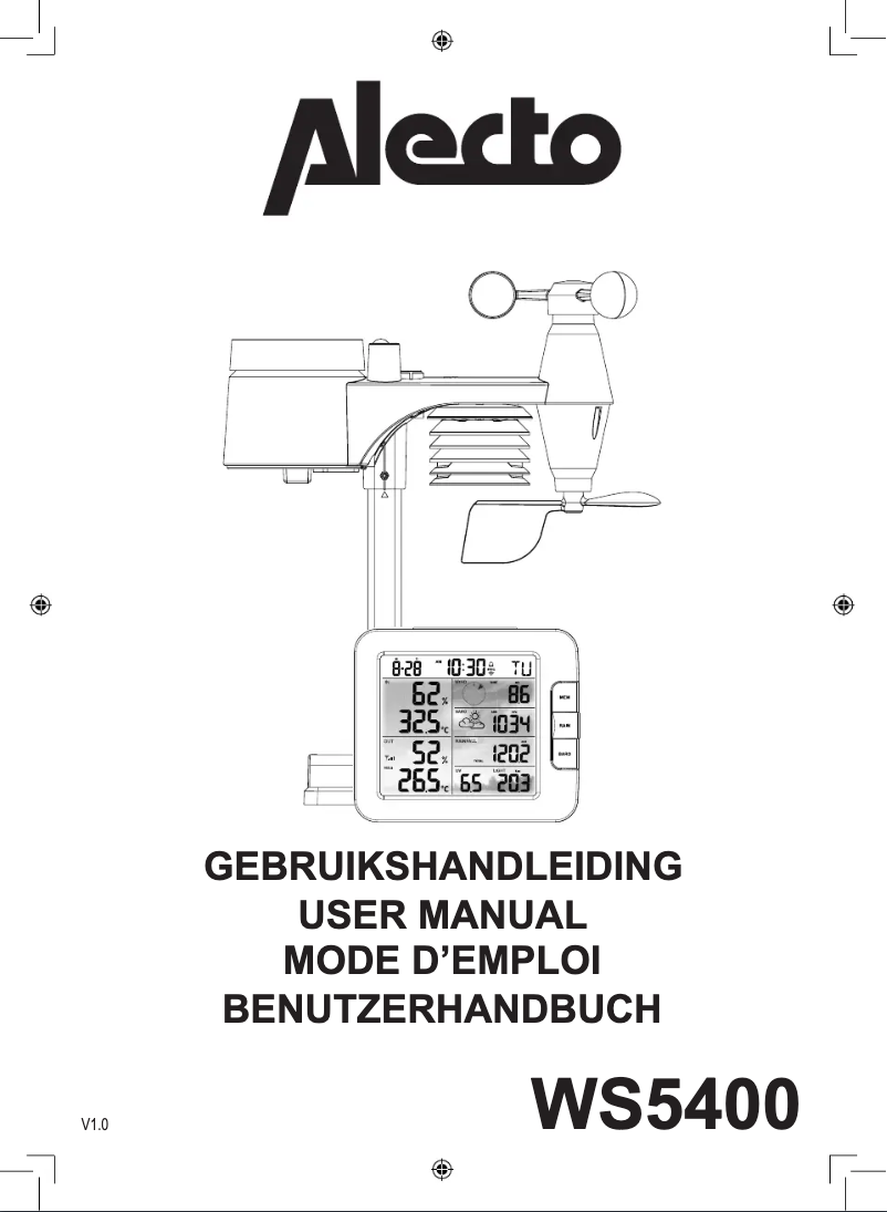 Page n°1 - Manuel utilisateur Alecto WS5400