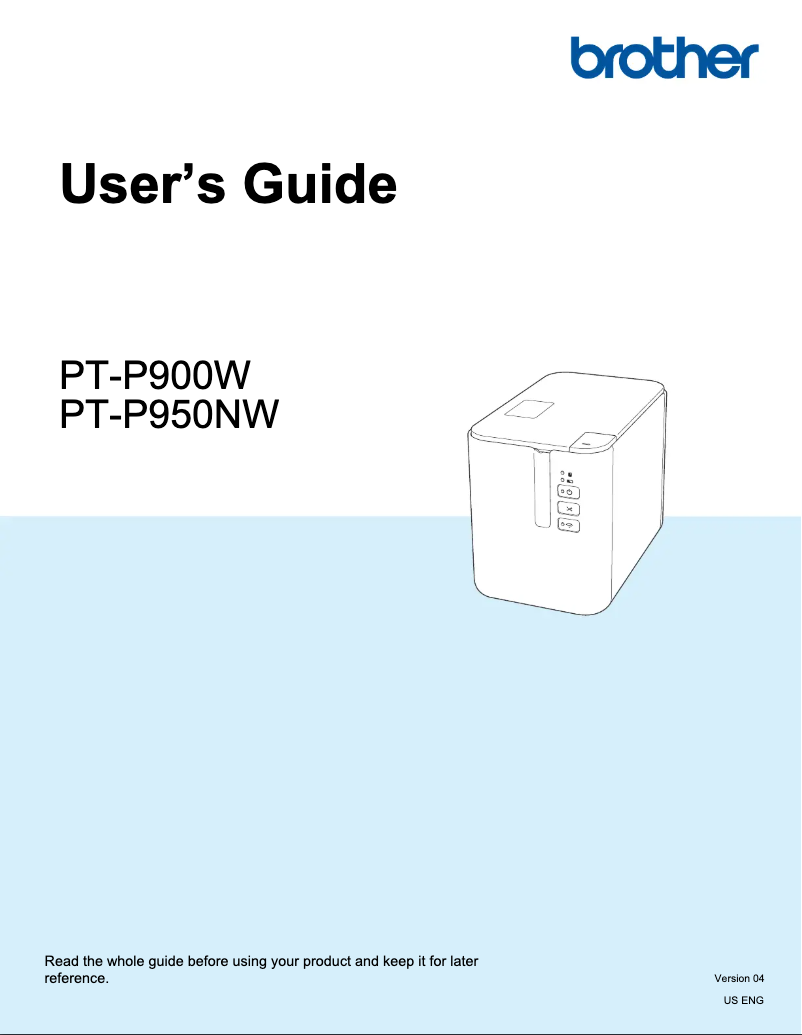 Page n°1 - Manuel utilisateur Brother P-Touch  PT-P950NW