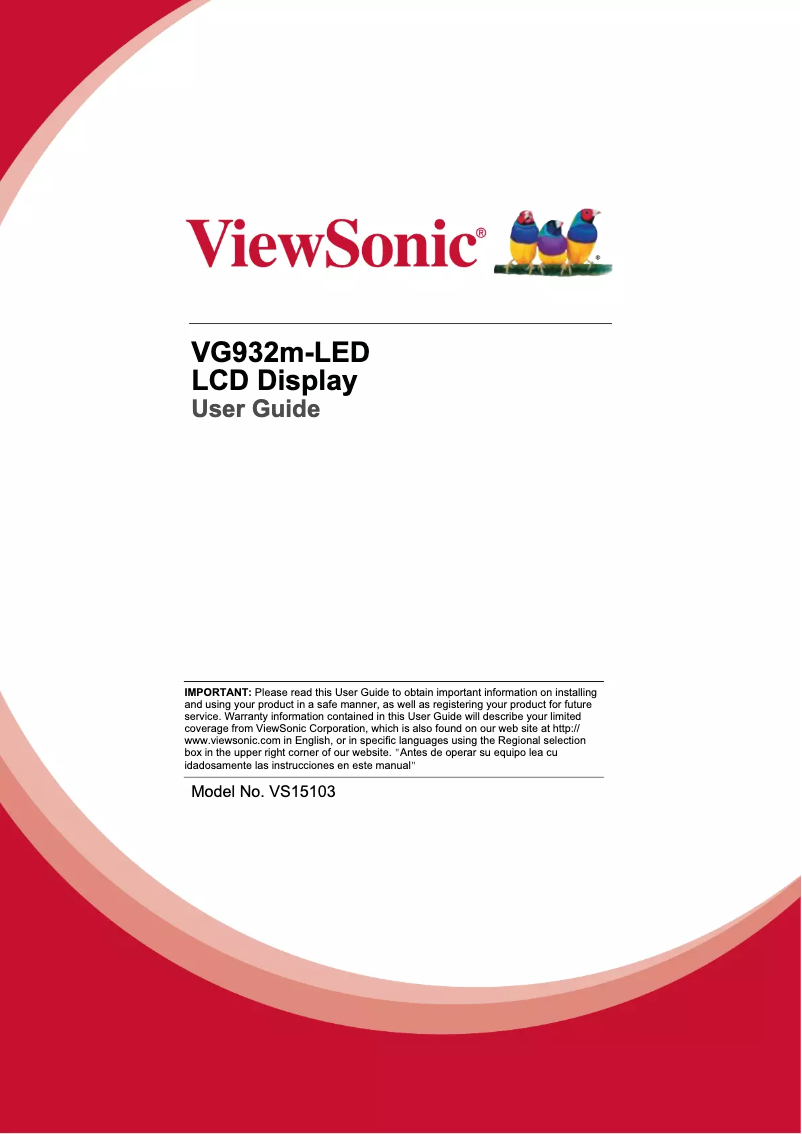 Page 1 de la notice Manuel utilisateur Viewsonic VG932m-LED