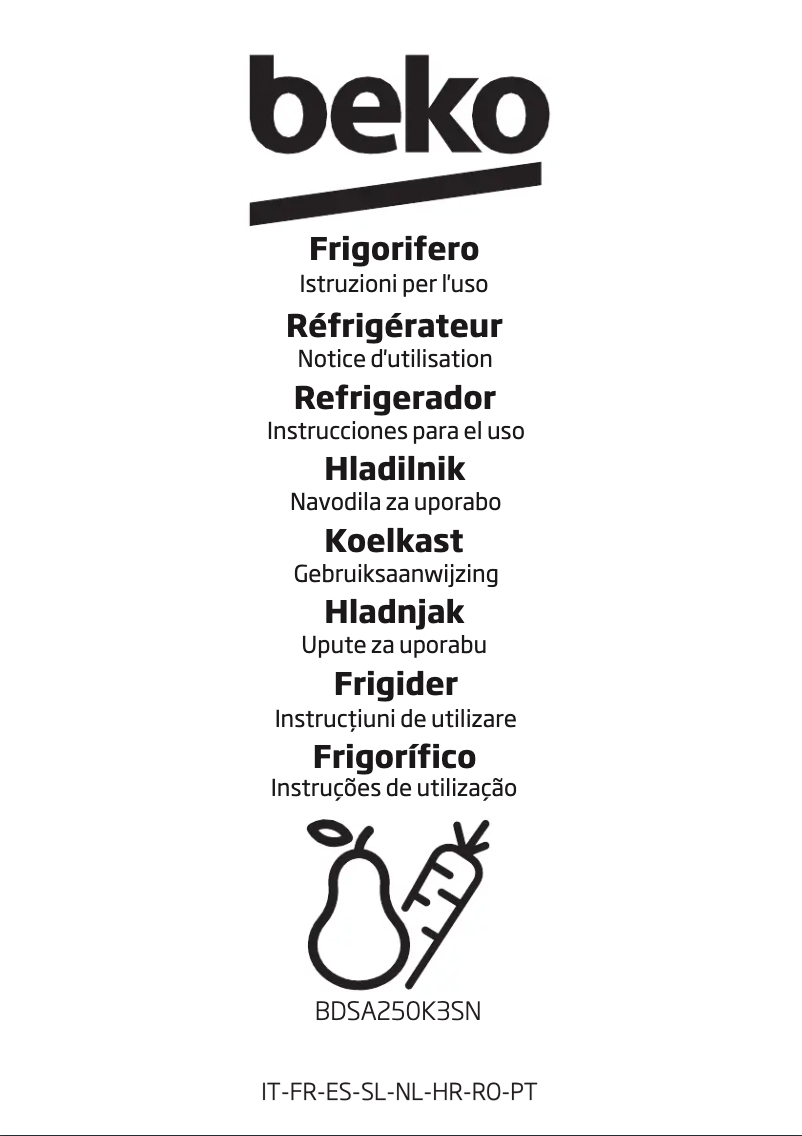 Page 1 de la notice Manuel utilisateur Beko BDSA250K3SN