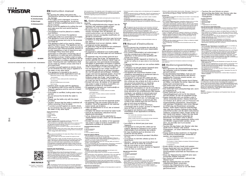 Page n°1 - Manuel utilisateur TriStar PD-8894