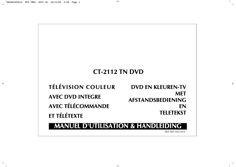 Page 1 de la notice Manuel utilisateur Finlux CT2112TN DVD