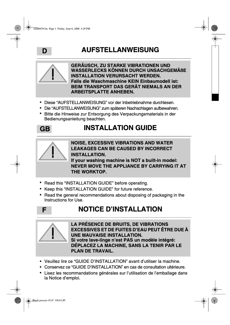 Page n°1 - Manuel utilisateur Bauknecht Excellence 2480