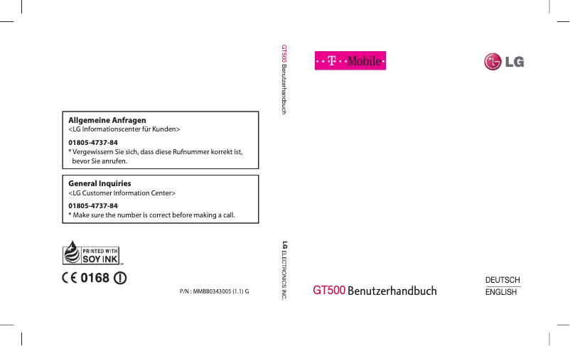 Imagen de la primera página del manual del dispositivo GT500N