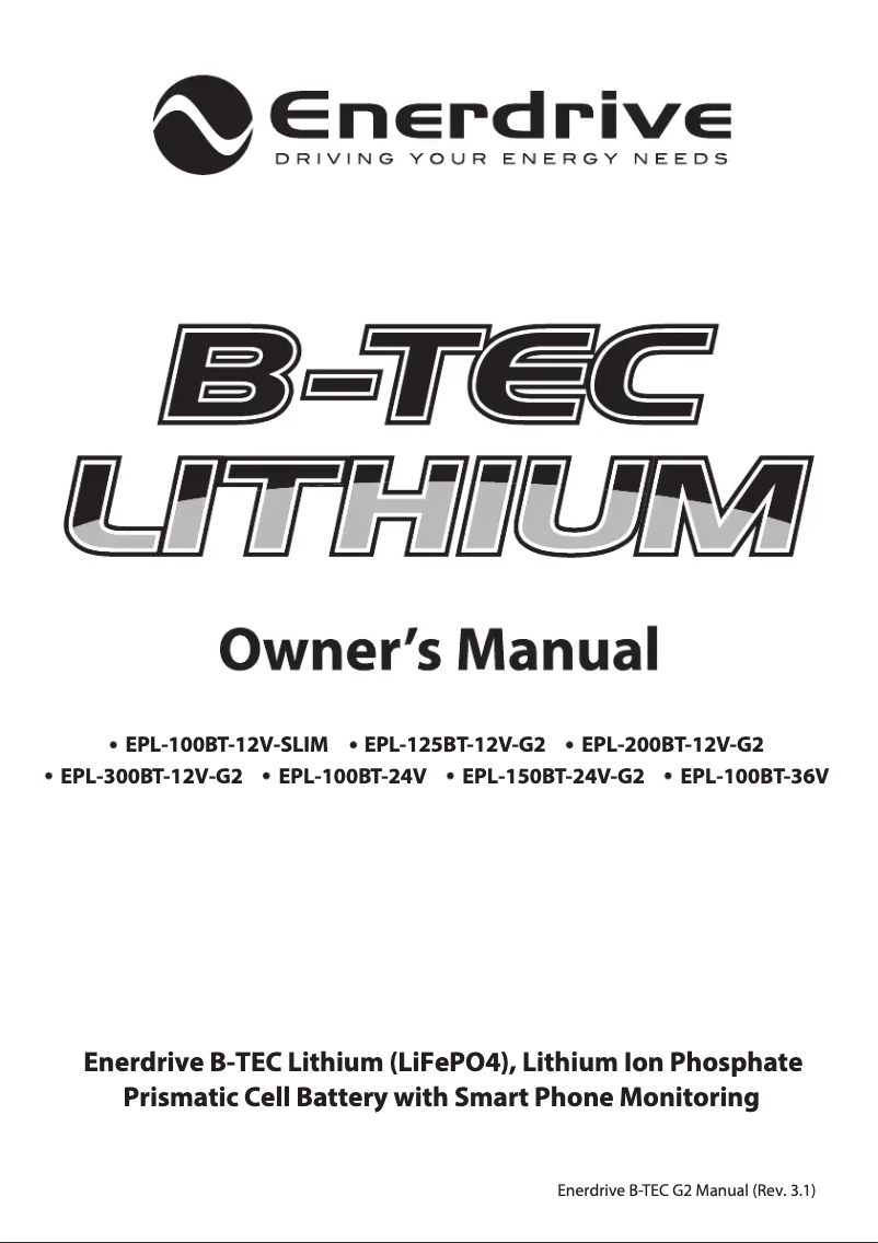 Image de la première page du manuel de l'appareil B-Tec Lithium