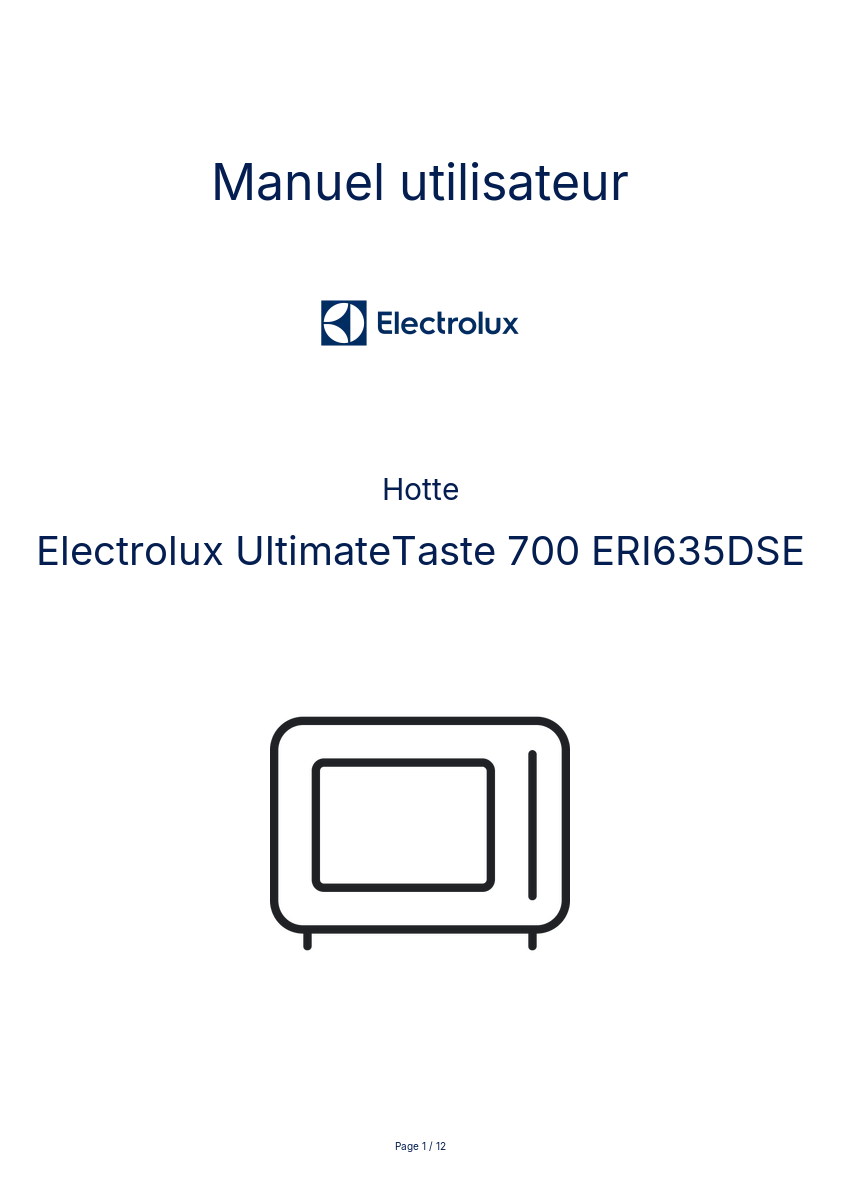 Page n°1 - Manuel utilisateur Electrolux UltimateTaste 700 ERI635DSE