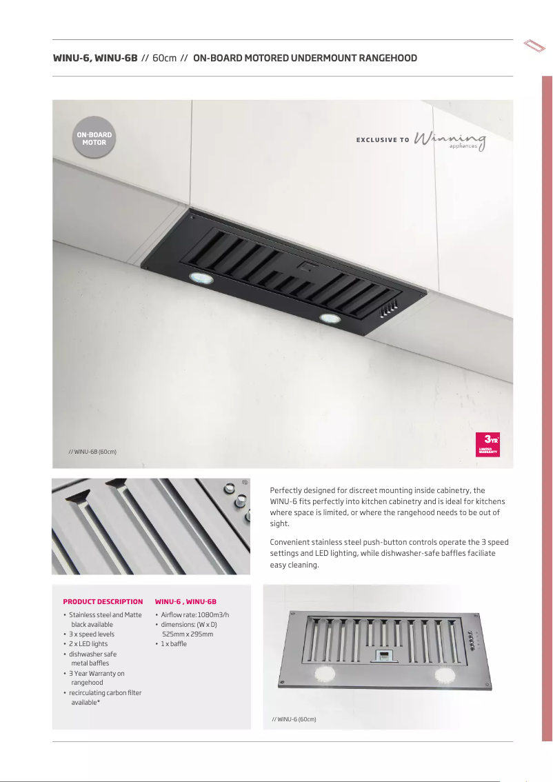 Page 1 de la notice Fiche technique Schweigen WINU-6B