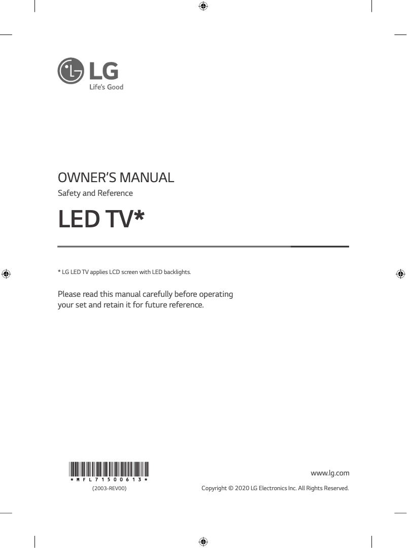 Image de la première page du manuel de l'appareil 65NANO97VNA