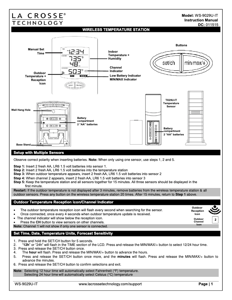Image de la première page du manuel de l'appareil WS-9029U-IT