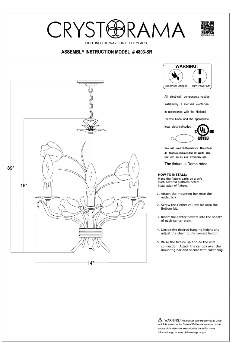 Page n°1 - Manuel utilisateur Crystorama Southport 4803-SR
