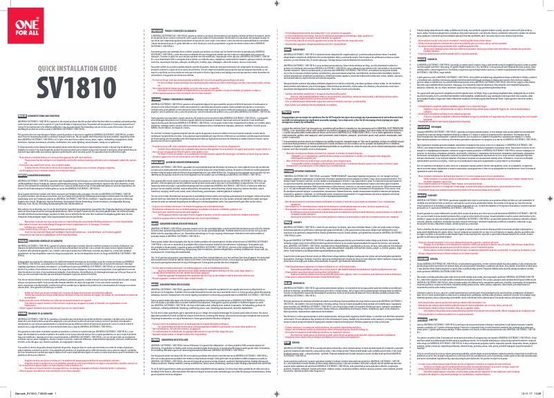 Page 1 de la notice Manuel utilisateur One for all SV 1810